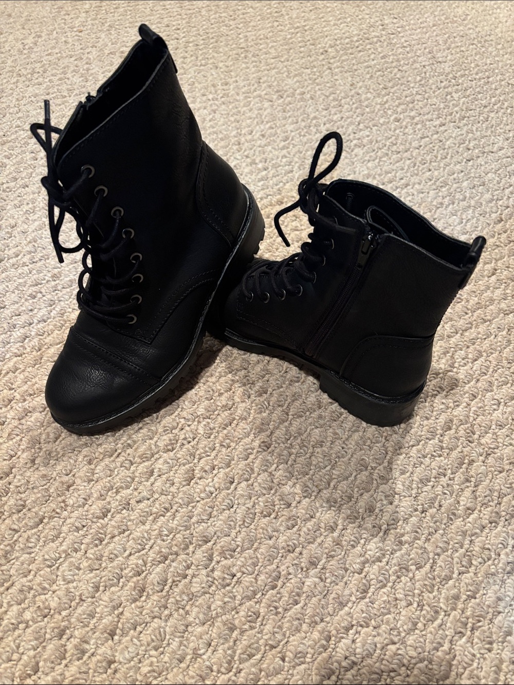 Women's Black Lace-Up Combat Boots - Classic Ankle Boot